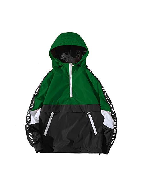 ONTTNO Mens Pullover Hooded Waterproof Lightweight Windbreaker Jackets