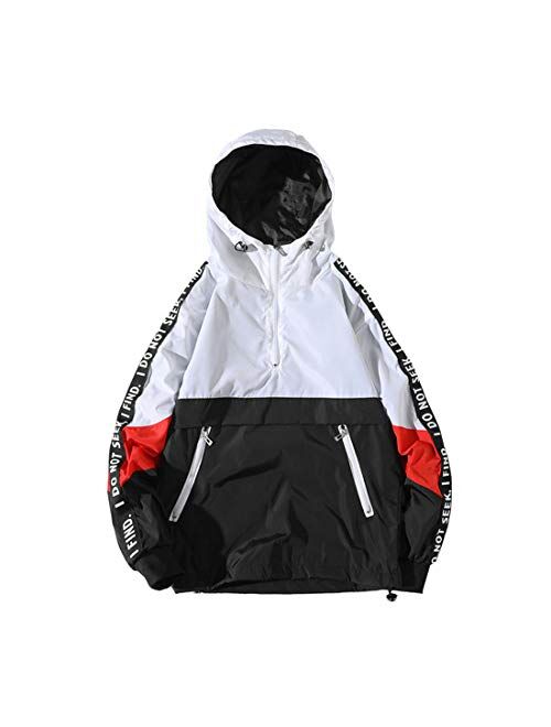 ONTTNO Mens Pullover Hooded Waterproof Lightweight Windbreaker Jackets