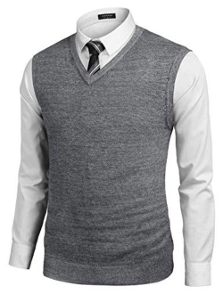 Men's Casual Slim Fit V Neck Knit Sweater Vest Sleeveless Pullover Sweaters Vest