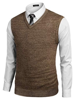 Men's Casual Slim Fit V Neck Knit Sweater Vest Sleeveless Pullover Sweaters Vest