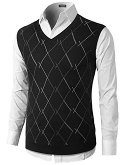 Men's Casual Slim Fit V Neck Knit Sweater Vest Sleeveless Pullover Sweaters Vest