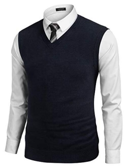 Men's Casual Slim Fit V Neck Knit Sweater Vest Sleeveless Pullover Sweaters Vest