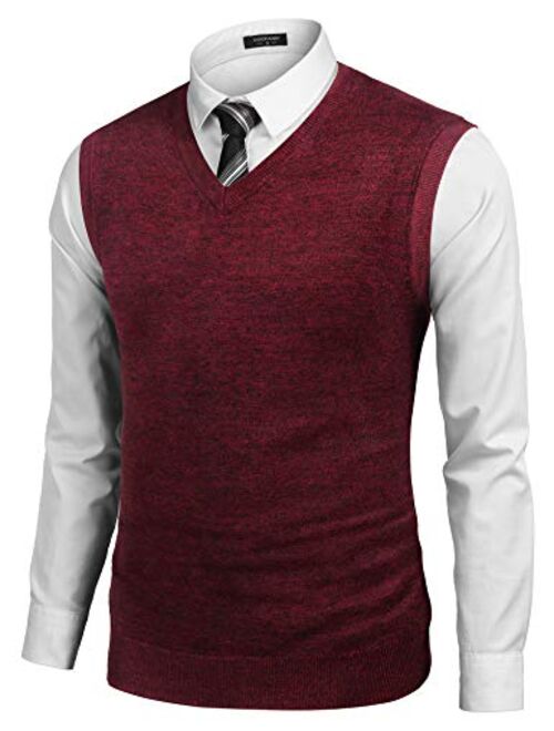 COOFANDY Men's Casual Slim Fit V Neck Knit Sweater Vest Sleeveless Pullover Sweaters Vest