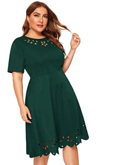 Women's Plus Size Cut Out A Line Swing Stretchy Midi Dresses