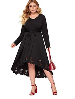 Women's Plus Size Cut Out A Line Swing Stretchy Midi Dresses