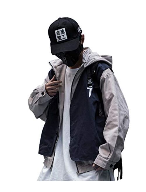 Niepce Inc Streetwear Jacket Japanese Harajuku Kanji Hoodie Double Layer Zip Coat