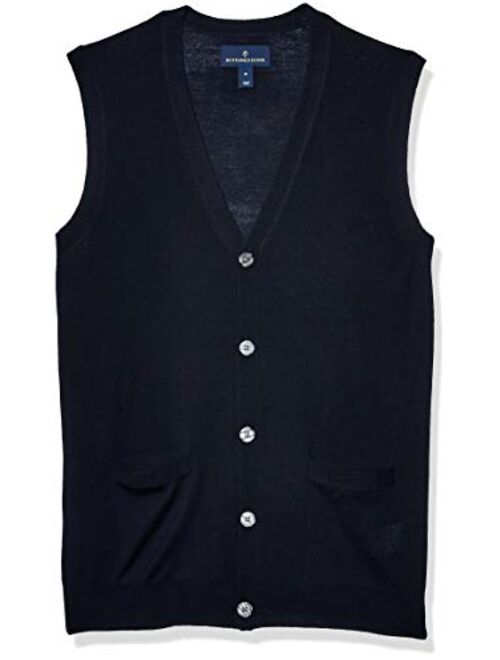 Amazon Brand - Buttoned Down Men's Italian Merino Wool Lightweight Cashwool Button-Front Sweater Vest