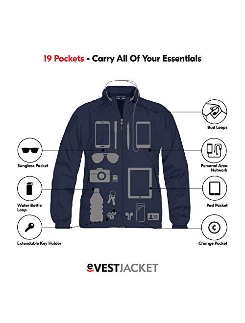 SCOTTeVEST Mens Pack Windbreaker Jacket - 19 Pockets - Fall Jackets for Men