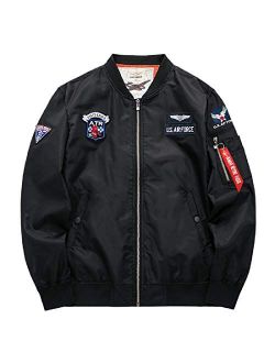 CORIRESHA Mens Apollo NASA Patches Slim Fit Bomber Jackets Windbreaker