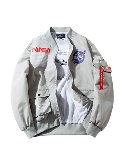 CORIRESHA Mens Apollo NASA Patches Slim Fit Bomber Jackets Windbreaker