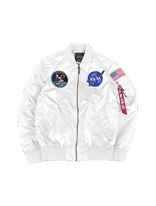 CORIRESHA Mens Apollo NASA Patches Slim Fit Bomber Jackets Windbreaker