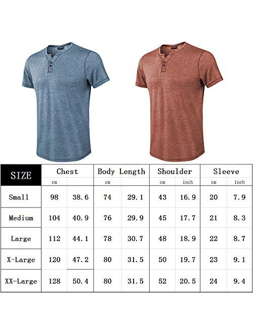 Moomphya Men's Jacquard Knitted Casual Short Sleeve V-Neck Henley T-Shirts