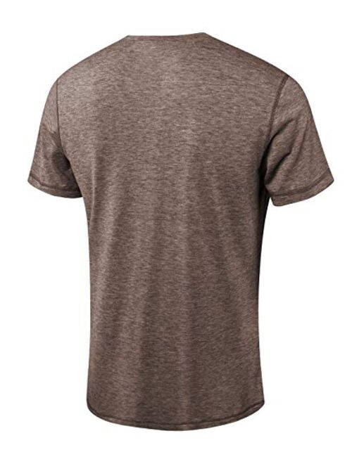 Moomphya Men's Jacquard Knitted Casual Short Sleeve V-Neck Henley T-Shirts