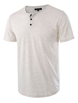 HETHCODE Men's Classic Comfort Soft Regular Fit Short Sleeve Henley T-Shirt Tee