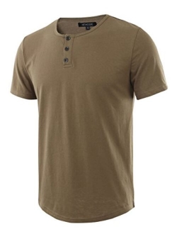 HETHCODE Men's Classic Comfort Soft Regular Fit Short Sleeve Henley T-Shirt Tee