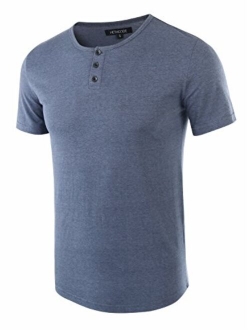 HETHCODE Men's Classic Comfort Soft Regular Fit Short Sleeve Henley T-Shirt Tee