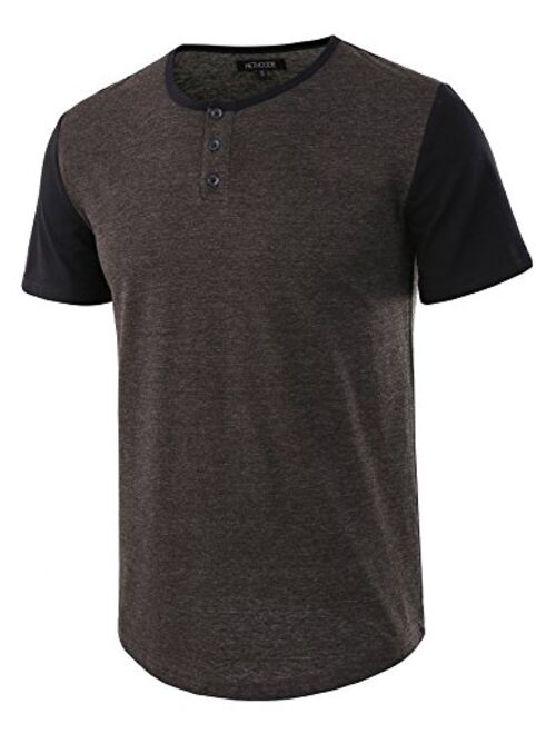 HETHCODE Men's Classic Comfort Soft Regular Fit Short Sleeve Henley T-Shirt Tee