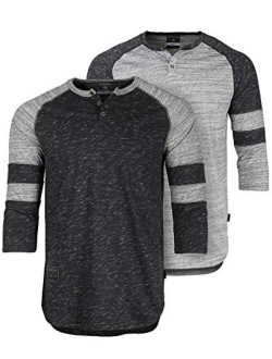 ZIMEGO Mens 3/4 Sleeve Henley Shirt Casual Raglan Baseball Fashion Athletic Tee