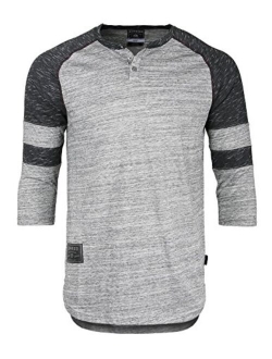 ZIMEGO Mens 3/4 Sleeve Henley Shirt Casual Raglan Baseball Fashion Athletic Tee