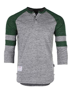 ZIMEGO Mens 3/4 Sleeve Henley Shirt Casual Raglan Baseball Fashion Athletic Tee