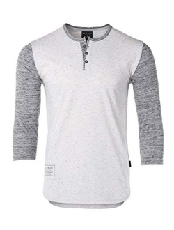 ZIMEGO Mens 3/4 Sleeve Henley Shirt Casual Raglan Baseball Fashion Athletic Tee