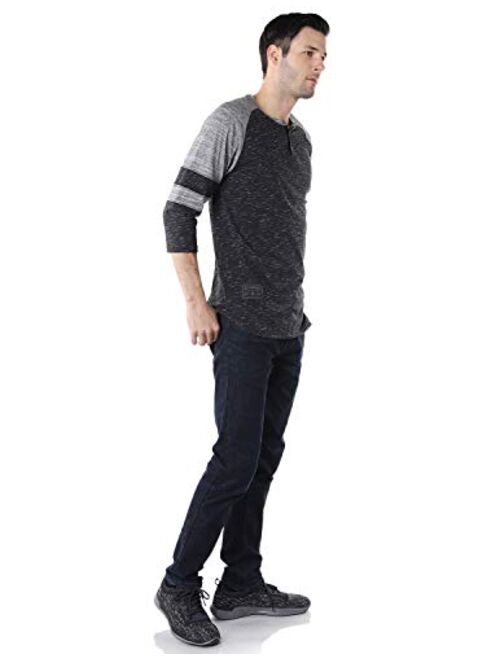 ZIMEGO Mens 3/4 Sleeve Henley Shirt Casual Raglan Baseball Fashion Athletic Tee