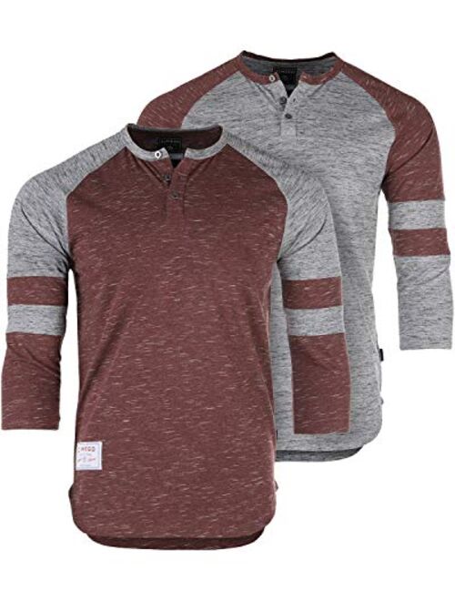 ZIMEGO Mens 3/4 Sleeve Henley Shirt Casual Raglan Baseball Fashion Athletic Tee