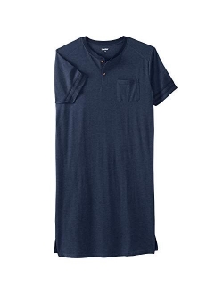 KingSize Men's Big and Tall Short-Sleeve Henley Nightshirt