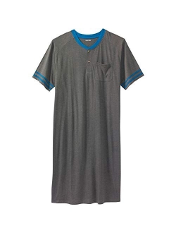 KingSize Men's Big and Tall Short-Sleeve Henley Nightshirt