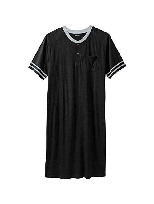 KingSize Men's Big and Tall Short-Sleeve Henley Nightshirt