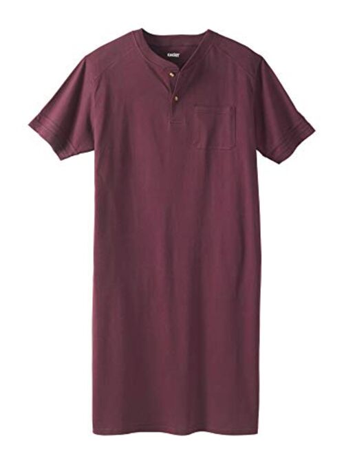 KingSize Men's Big and Tall Short-Sleeve Henley Nightshirt