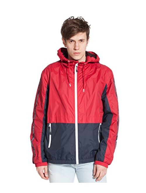 Rokka&Rolla Men's Ultra Lightweight Quick Dry Athletic Outdoor Rainproof Hooded Windbreaker Jacket