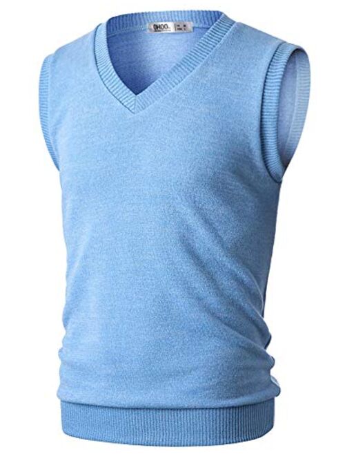 OHOO Mens Slim Fit Casual V-Neck Knit Vest