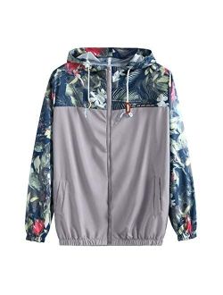 iYYVV Mens Thin Embroidery Rose Casual Sports Zipper Solid Color Coat Hoodie Jacket