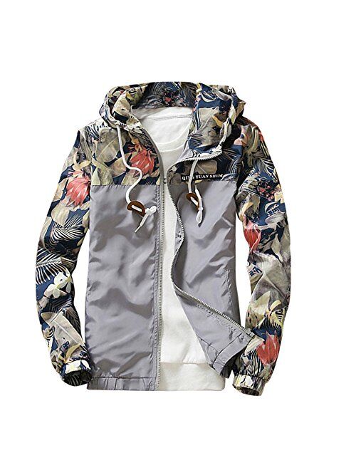 iYYVV Mens Thin Embroidery Rose Casual Sports Zipper Solid Color Coat Hoodie Jacket