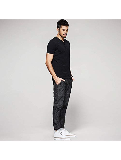 Lotmat Henley Shirts for Men V Neck 3 Buttons Slim Fit Sexy Short Sleeve Summer Casual Open T-Shirt Big and Tall T Shirts