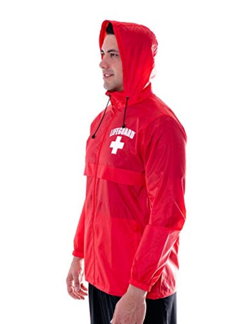 LIFEGUARD Officially Licensed Mens and Womens Unisex Fit Zipper-up Windbreaker Water Resistant Rain Jacket with Hood