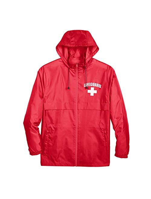 LIFEGUARD Officially Licensed Mens and Womens Unisex Fit Zipper-up Windbreaker Water Resistant Rain Jacket with Hood