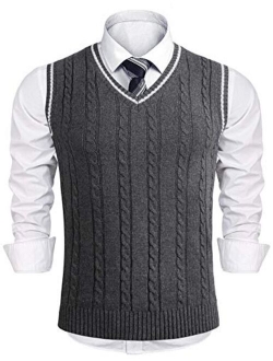 Mens Sweater Vest Casual Lightweight V-Neck Sweater Vest Pullover