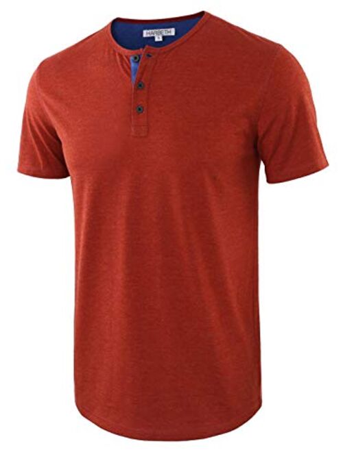 HARBETH Men's Casual Soft Athletic Regular Fit Short Sleeve Henley Jersey Shirt