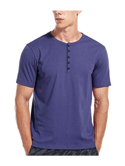 Short Sleeve Henley Shirts for Men Slim Fit