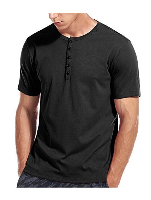 Short Sleeve Henley Shirts for Men Slim Fit