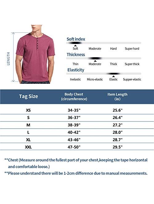 Short Sleeve Henley Shirts for Men Slim Fit