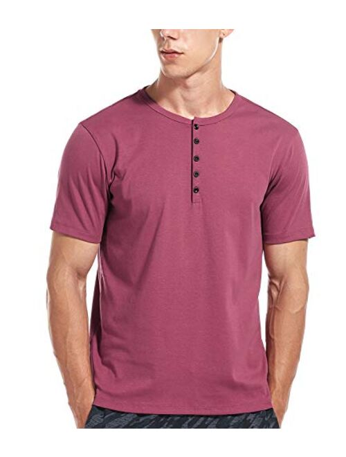 Short Sleeve Henley Shirts for Men Slim Fit