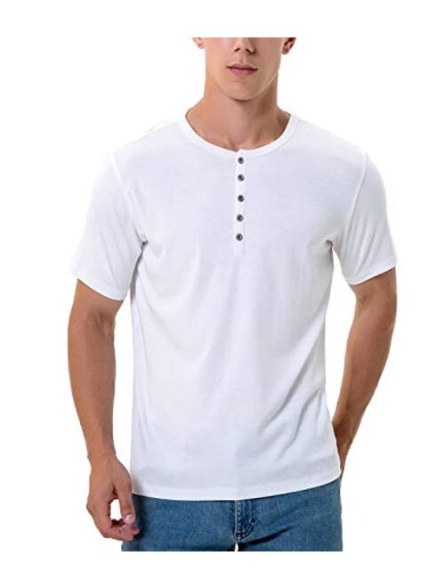 Short Sleeve Henley Shirts for Men Slim Fit