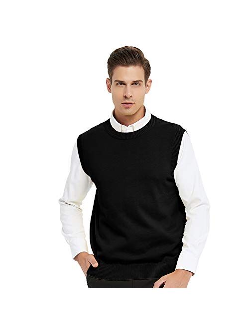 TOPTIE Men's Business Sweater Vest Cotton Jumper Top