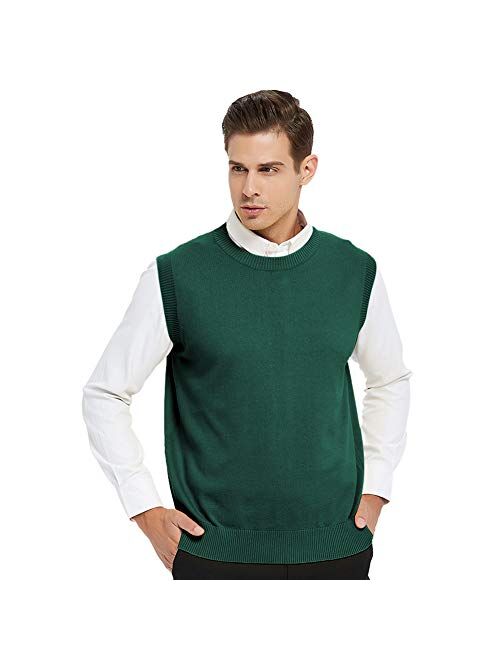 TOPTIE Men's Business Sweater Vest Cotton Jumper Top