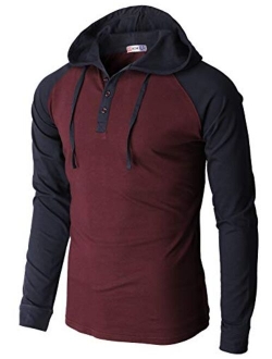 H2H Mens Casual Pullover Hoodie Henley Long Sleeve Lightweight Sweatshirts