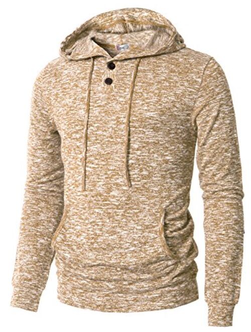 H2H Mens Casual Pullover Hoodie Henley Long Sleeve Lightweight Sweatshirts