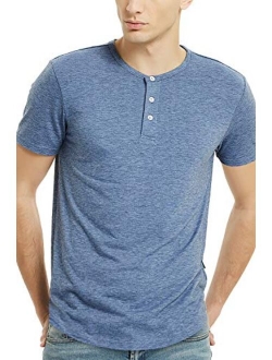 Men's Henley Short Sleeve 3 Button T Shirts for Men